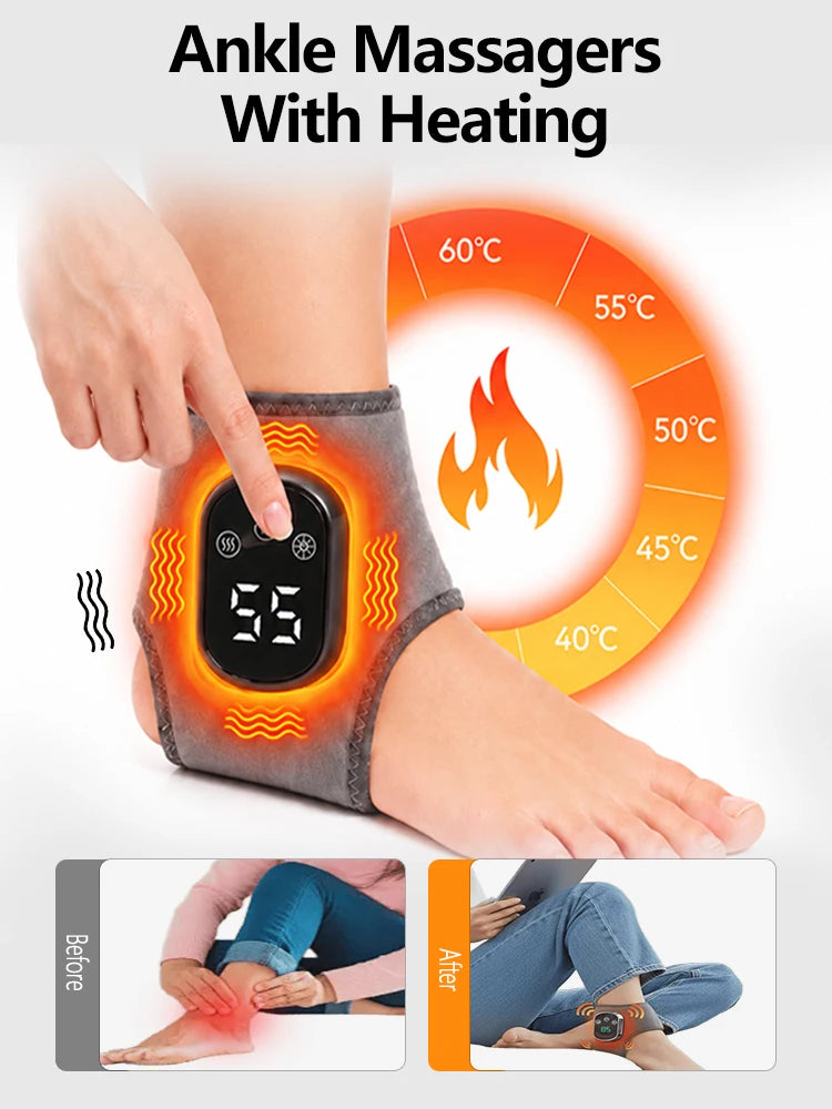 Electric Ankle Massager with Heating and Vibration Wireless Foot Ankle Massager