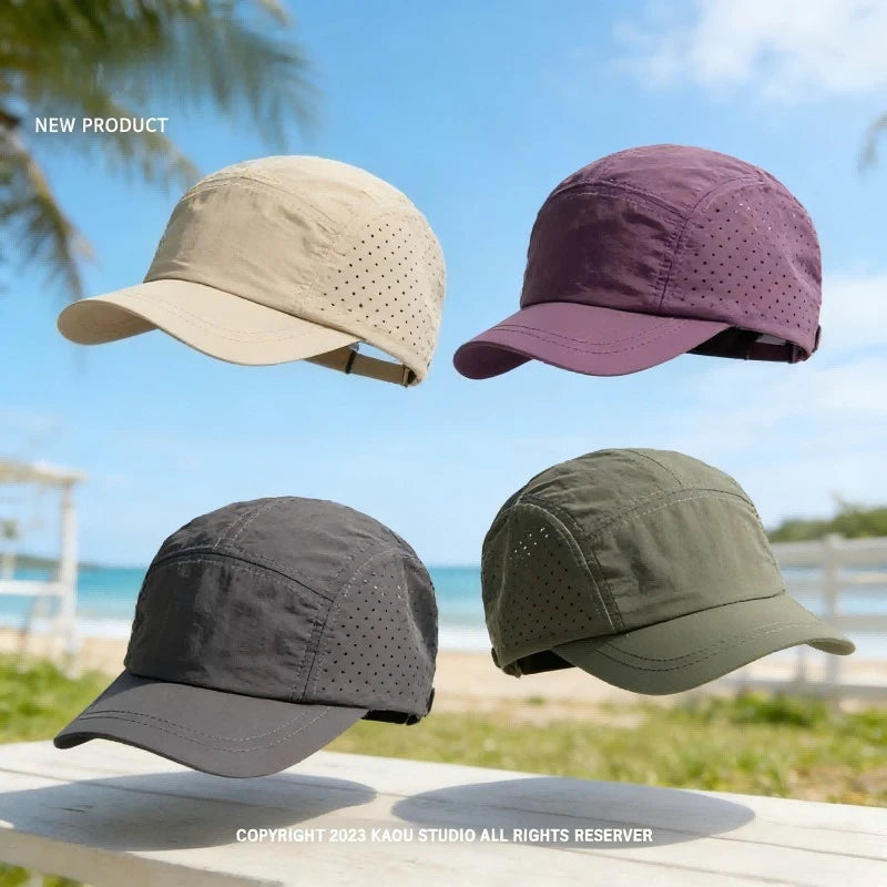 Quick-drying Baseball Cap Men's Outdoor Hiking Waterproof Embroidered Duckbill Cap Women's Hiking Short-brimmed Hat - Adjustable