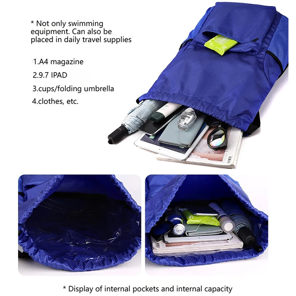 Loogdeel Portable Gym Football Drawstring Bag Quick Drying Large Capacity Oxford Cloth Backpack Solid Color Adjustable Straps