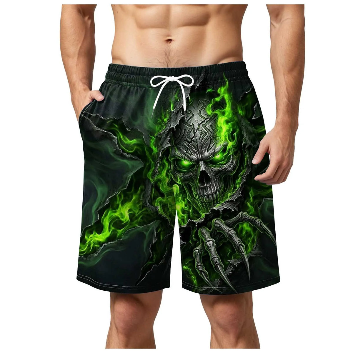 Men's 3D Halloween Butt Print Handsome Funny And Hilarious Casual Shorts Mens Swimming Short