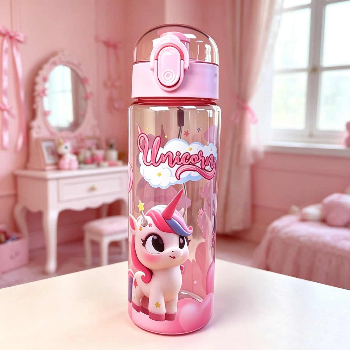Transparent Cool Astronaut Cartoon Water Bottle, Stylish High Appearance, Lightweight Leakproof Design with Lanyard，Gift，School