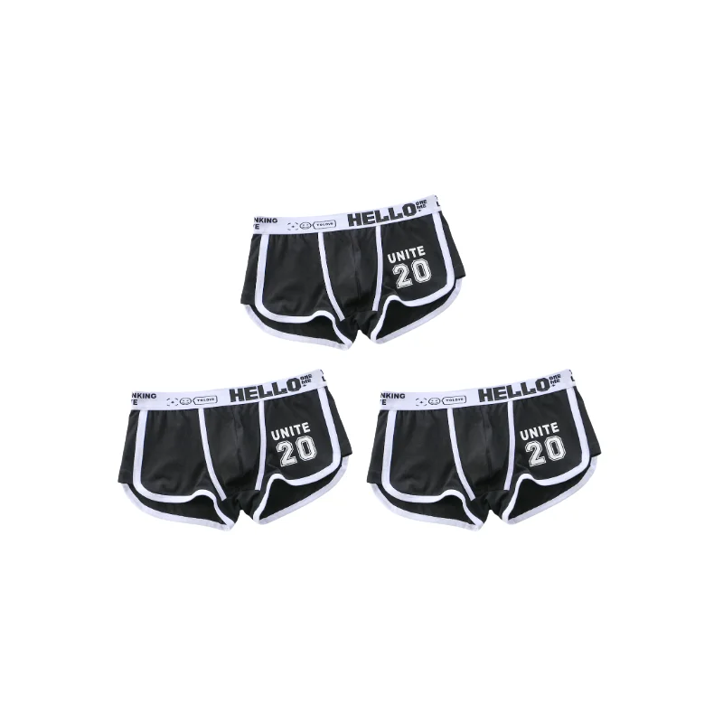 1/3pcs Men Underwear Sports Boxer Shorts Cotton Solid Color Sexy Panties Fashion Breathable Comfortable Underpants Man U Convex