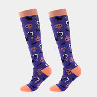 2 Pairs Funny Halloween Unisex Sports Compression Leg Socks Elastic Support Socks for Festival Daily Wear