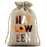 10pcs10X15cm Halloween Linen Drawstring Gift Bag Trick or Treat Party Children's Small Gifts Candy Packaging Storage Bag