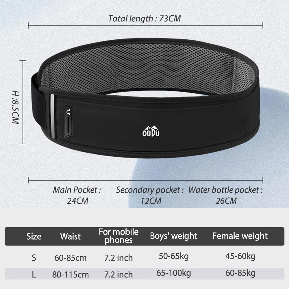 NEWBOLER Running Waist Bag Men Women Invisible Trail Running Belt Hydration Waist Pack Phone Holder Gym Fitness Marathon