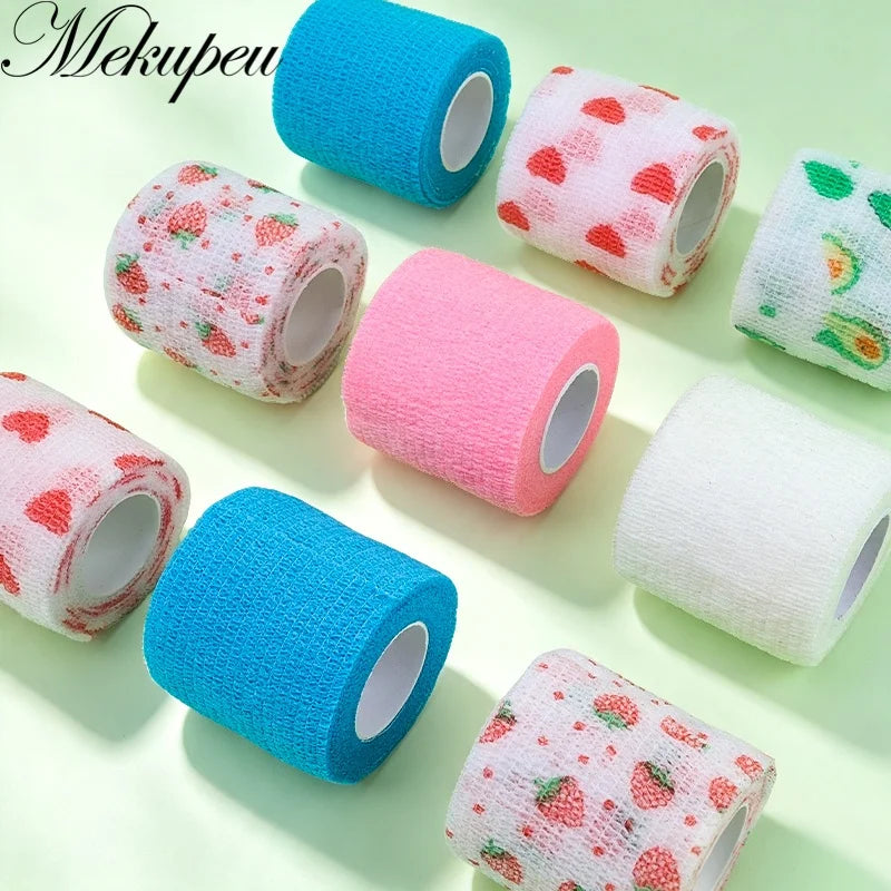 5 Rolls Athletic Wrap Tape Self Adhesive Elastic Bandage Elastoplast Sports Protector Knee Finger Shoulder Tattoo Accessories