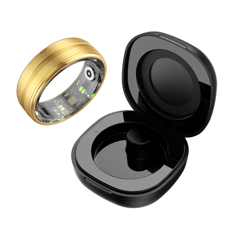 R06 Smart Ring Men Women with Charging Case,Heart Rate and Blood Oxygen Monitor,5ATM Waterproof,Multi-Sport Mode For Andriod IOS
