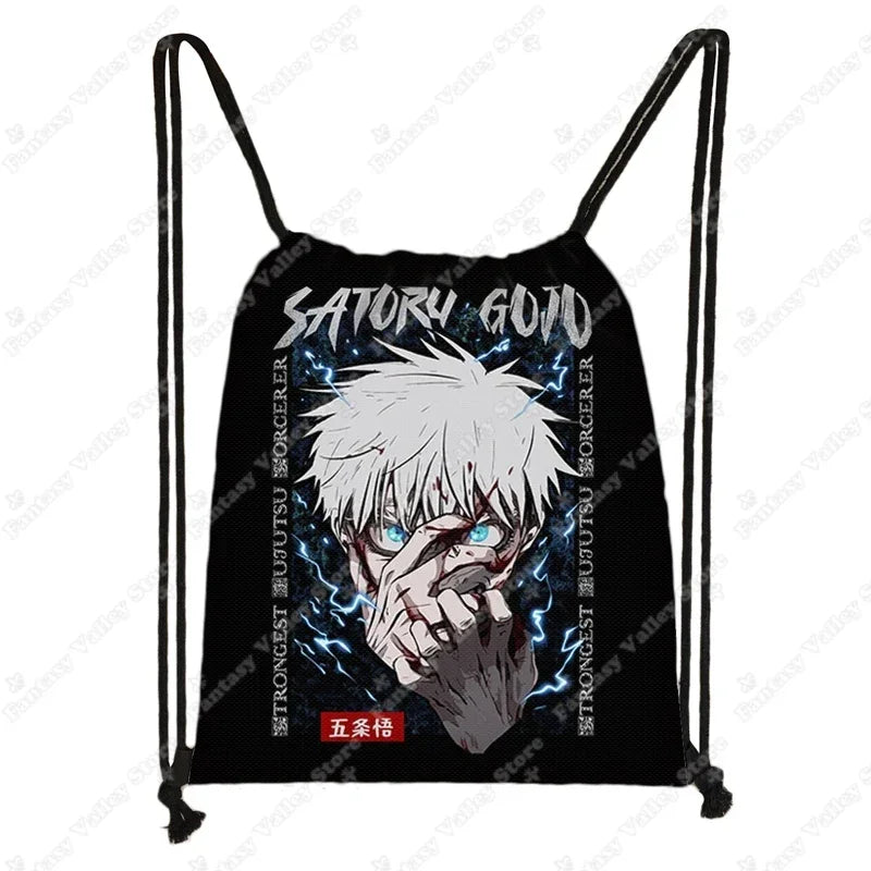 Anime Jujutsu Kaisen Backpacks Gojo Satoru Yuji Itadori Drawstring Bag Harajuku Large Capacity Storage Bags Outdoor Shoulder Bag