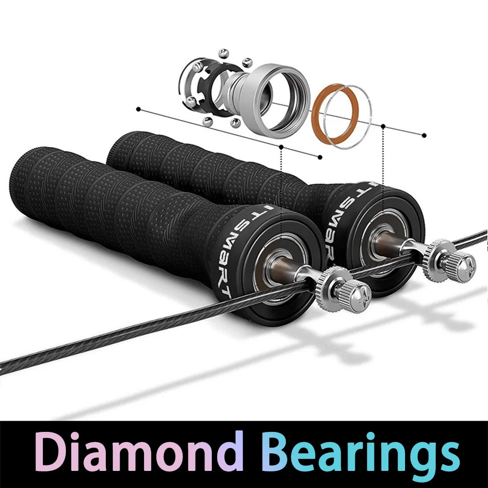 Adjustable Steel Wire Skipping Rope Set with Sports Carbon Steel Bearings for Fitness Physical Training