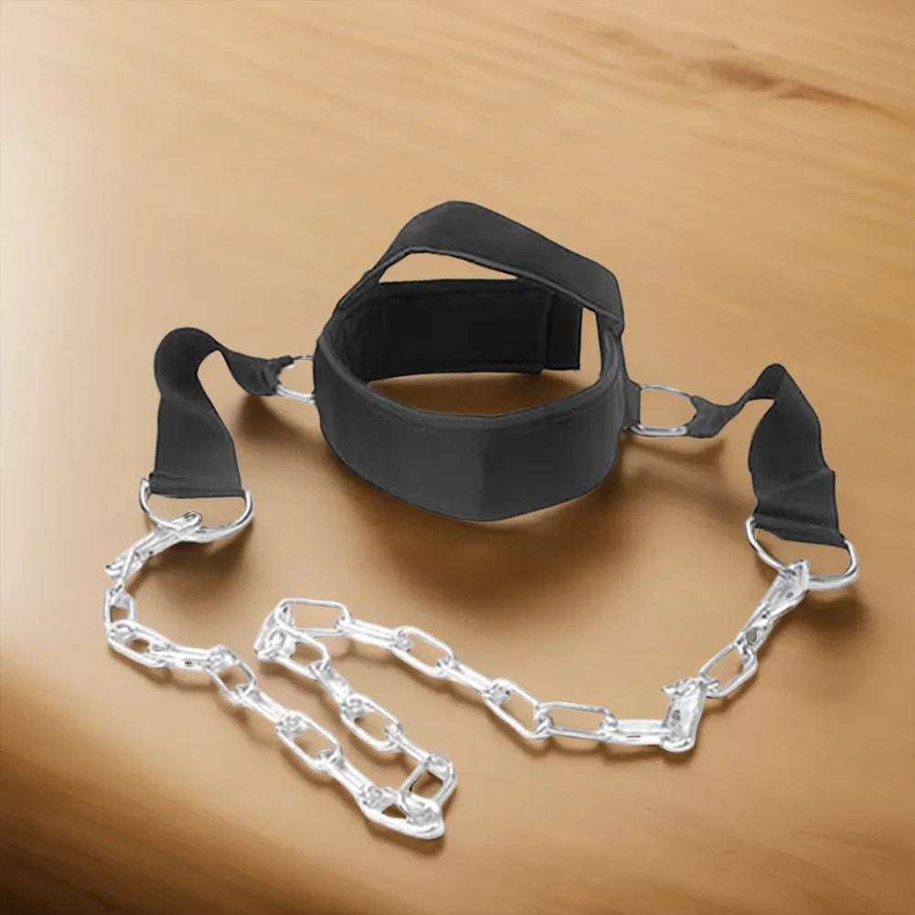 Head Neck Training Head Harness Adjustable Neck Harness with Steel Chain Neck Exerciser Neck Muscle Power Training
