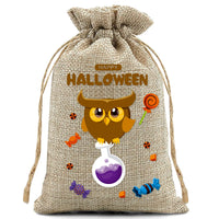 10pcs10X15cm Halloween Linen Drawstring Gift Bag Trick or Treat Party Children's Small Gifts Candy Packaging Storage Bag