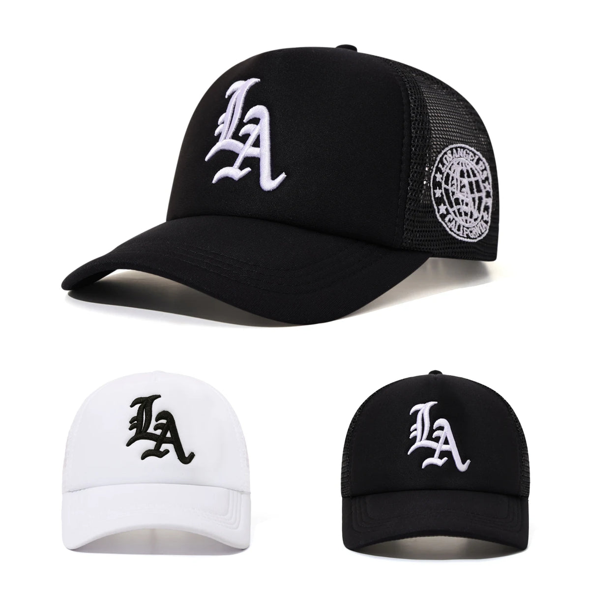 1pc/2pcs LA Embroidery Breathable Truck Hat Hip Hop Street Baseball Hat American Sunshade Couple Duck Tongue Hat