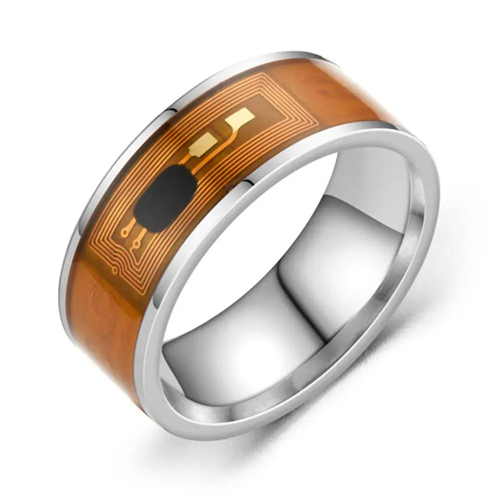 Mens Couple Rings NFC Stainless Steel Phone Chip Dripping Oil Dual Dragon Pattern Smart Ring Gift