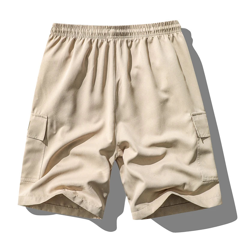 Men's Summer New Cargo Shorts Loose Plus Size Drawstring Casual 5 Inch Shorts Multi-Pocket Fashion Versatile Sports Beach Pants