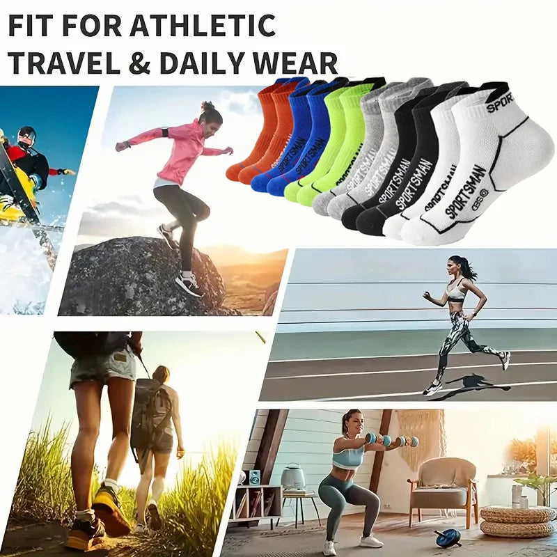 10/12 Pairs High-Quality Knitted Anti Odor Men Sports Socks Summer Sweat Absorbing Mesh Breathable Couple Running Casual Socks