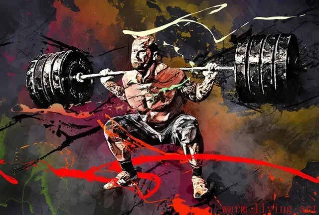 Boxing Dumbbell Fitness Art Poster Canvas Wall Print Home Gym Decor Motivational Picture for Men Women Muay Thai Weightlifting