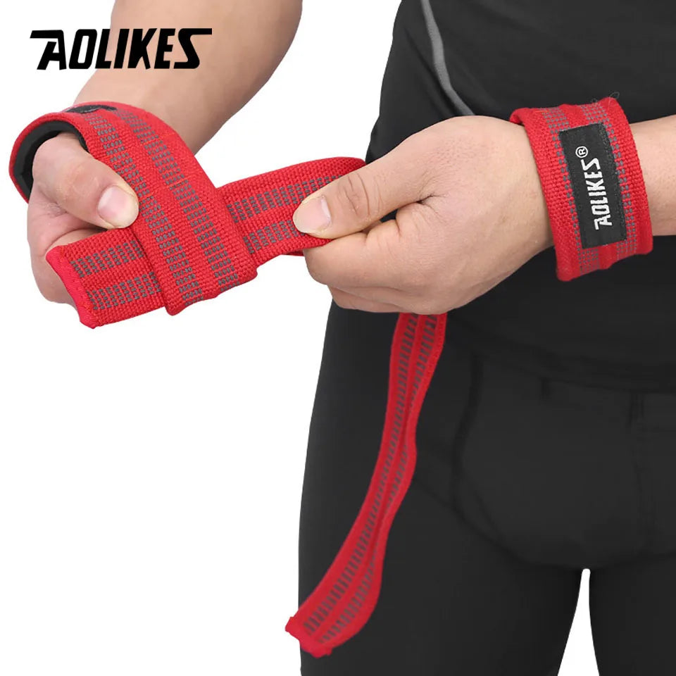 AOLIKES 1 Pair Antislip Weight Lifting Straps Deadlift Straps for Heavylifting Bodybuilding and Powerlifting Wrist Support