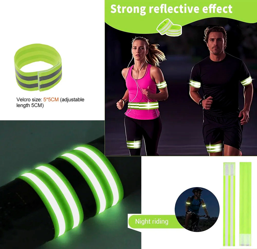 1~10pcs Reflective Bands Wristbands for Cycling Running Arm Wrist Ankle Bands High Visibility Reflect Straps Reflector Tape