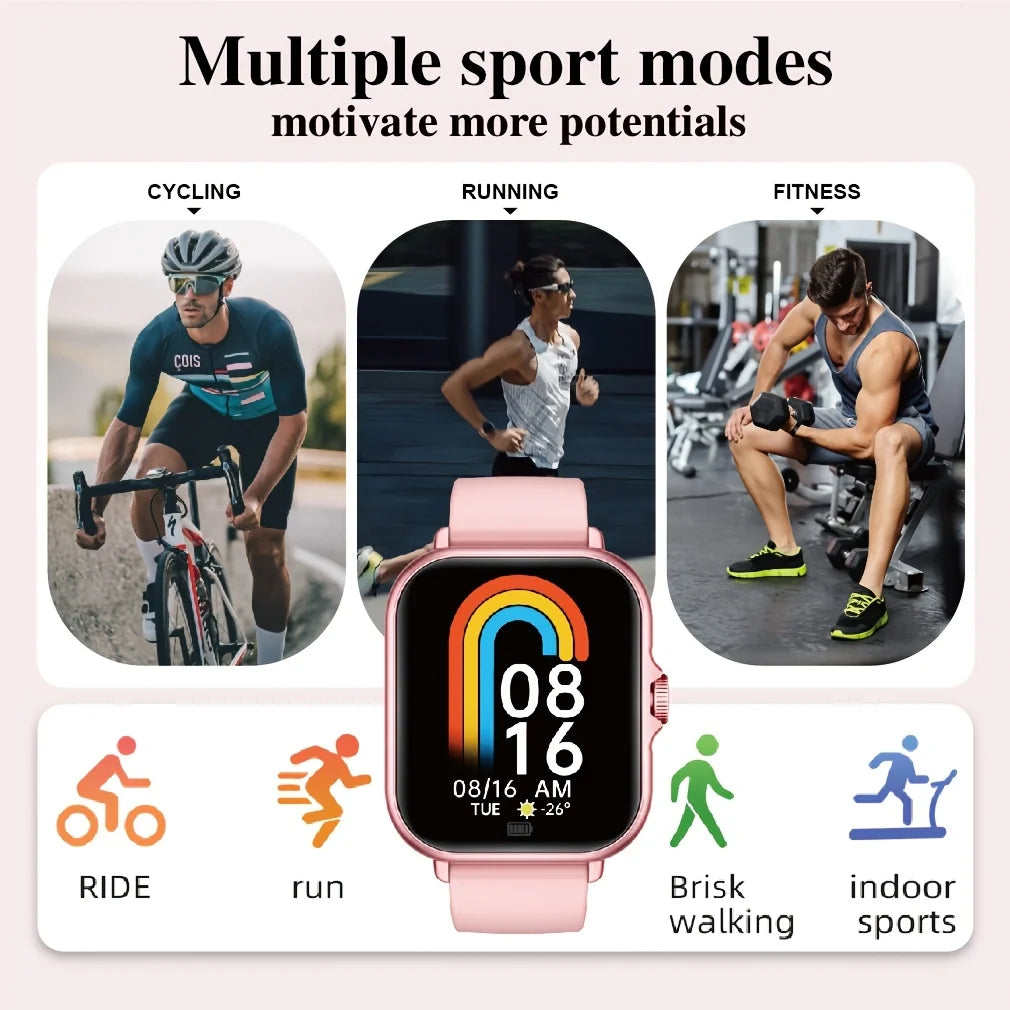 Multifunctional Full Touch Screen Sports Smart Watch,Answer Make Call, Fitness Tracker, Voice Assistant, Alarm Clock, Music Control, Information Alerts, Pedometer, Suitable for Android & IPhone, Unisex, Ideal As A Gift