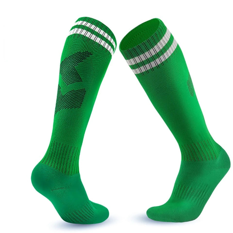 Loogdeel 1 Pair Soccer Socks Stretchy Compression Knee High Tube Socks Football Athletic Socks for Men Women Teens Kids