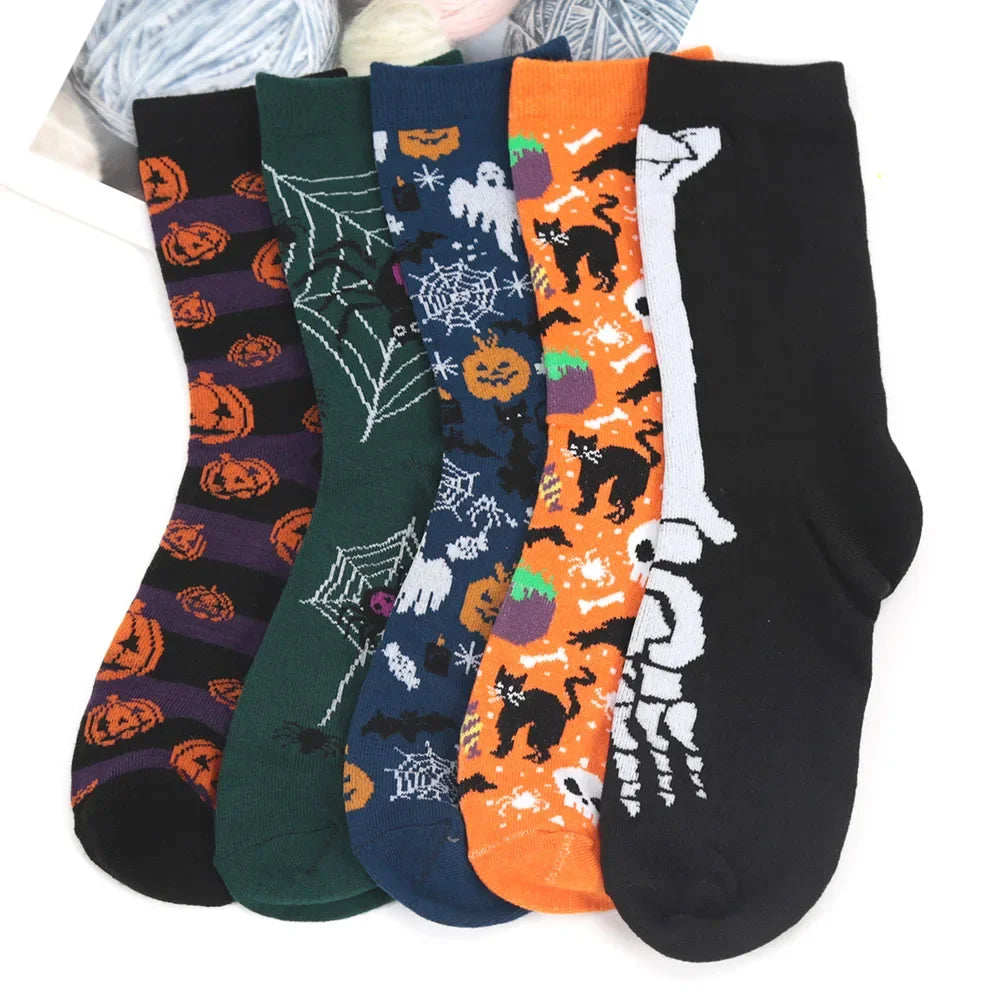 Halloween Women's Socks Personality Harajuku Warm Sock Simple Long Socks Fashion Spring Autumn for Women Men Mid Length Socks