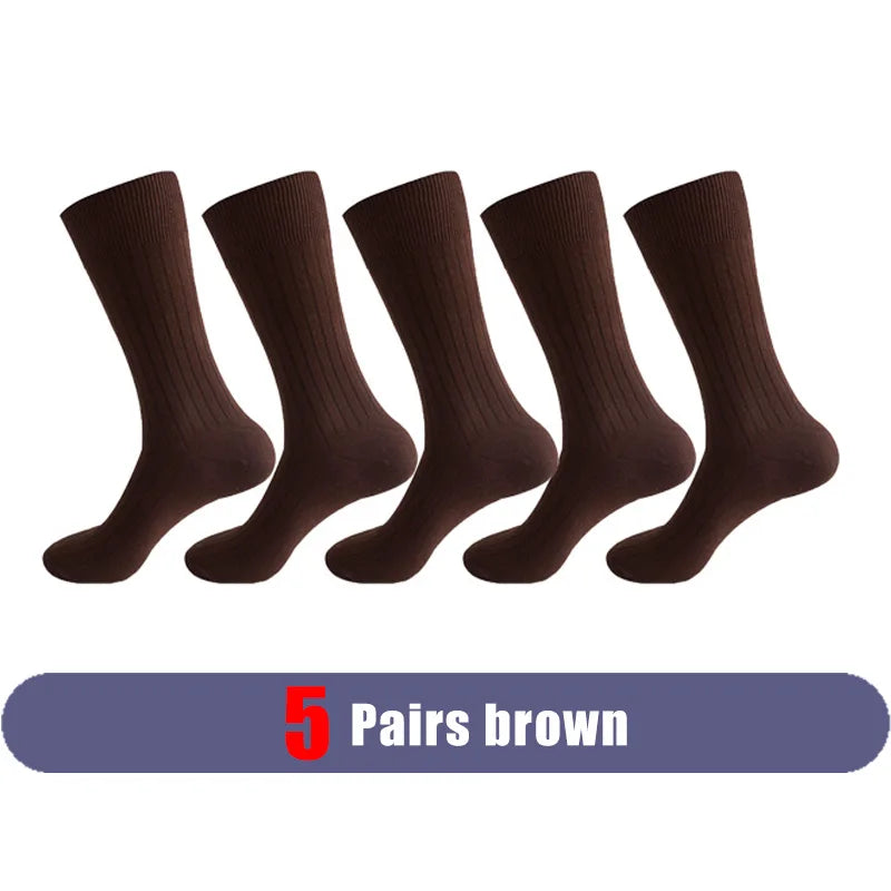 Mans Socks Long Plus Large Size Cotton Solid Striped Business Boneless Soft Breathable Sweat-Absorbing Party Dress Crew Socks