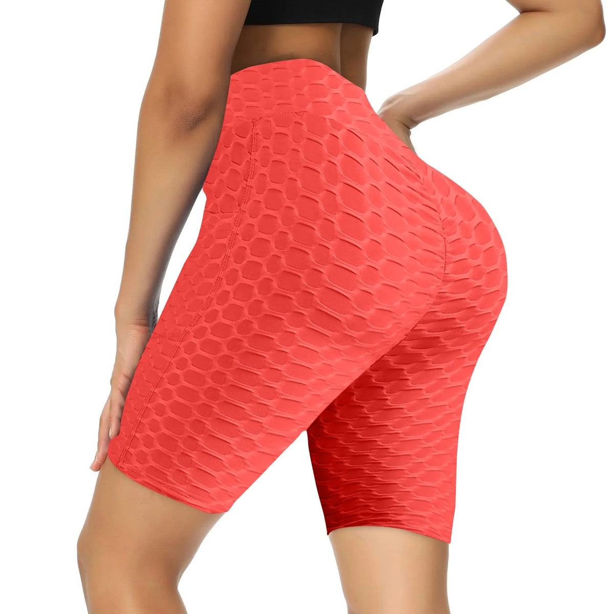 Women's Sexy Capris Yoga shorts Fitness ,Buttocks, Bubble Sports Leggings With Pockets leggings Peach Hip-lifting Sports Pants