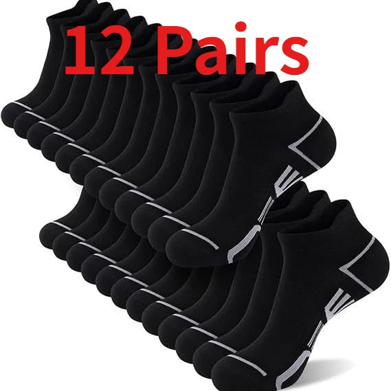 1/6/12 Pairs Men's Ankle Socks With Heel Tab Athletic Low Cut Short Socks Casual Breathable Sports Socks for Men