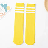 28cm Kids Soccer Socks Three Stripes Knee High Socks Cotton Sports Socks Toddler Boys Girls Uniform Tube Socks