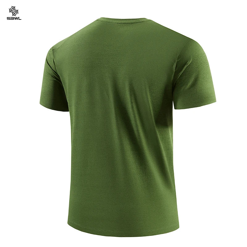 SBWL High Quality Men's Sport Tracksuit Summer Gym Quick Dry T-Shirts Clothing Workout Running 2026 New Y2K Tops Ice Silk Tees
