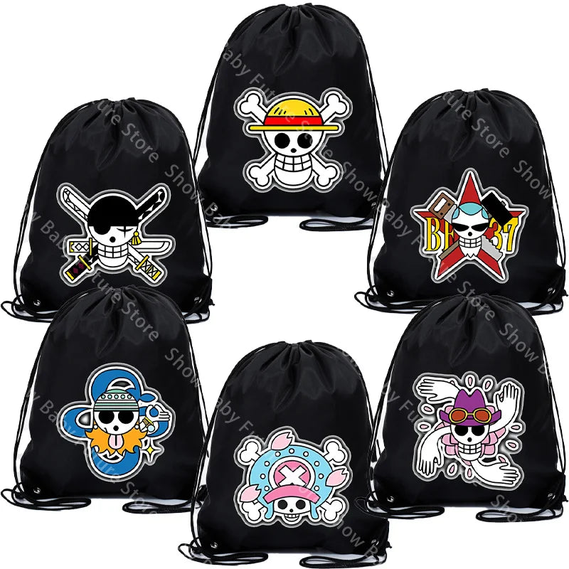 Big 45x45CM Cartoon One Piece Drawstring Bag for Adult Luffy Zoro Fashion Swim Ride Running Sport Backpack Portable Storage Bags