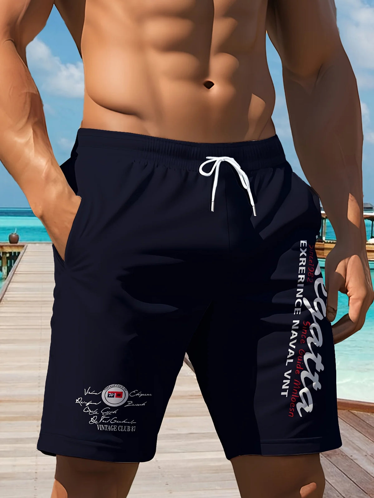 2026 Summer New Style Men's Shorts with 3D Letter Pattern Print Street Casual Fashion Comfortable Breathable Lightweight