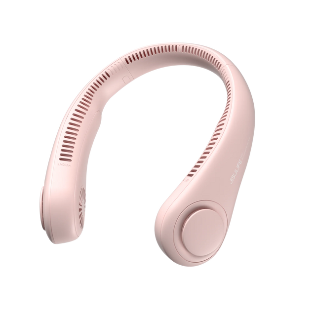 JISULIFE Portable Neck Fan, 4000mAh Battery Rechargeable, 5 Speeds Adjustable, Twistable Hands-Free Bladeless Neckband for Sport