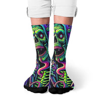 Halloween Hip-Hop Streetwear Novelty Neon Skull Crew Socks Comfortable Breathable Party Crazy Gift Sports Daily Casual Wear