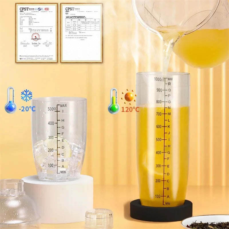 350/500/700/1000ml PC resin Cocktail Shaker Home Bar Utensil Martini Hand Shaker Cup with Scales Milk Wine Drink Shaker Bar Tool