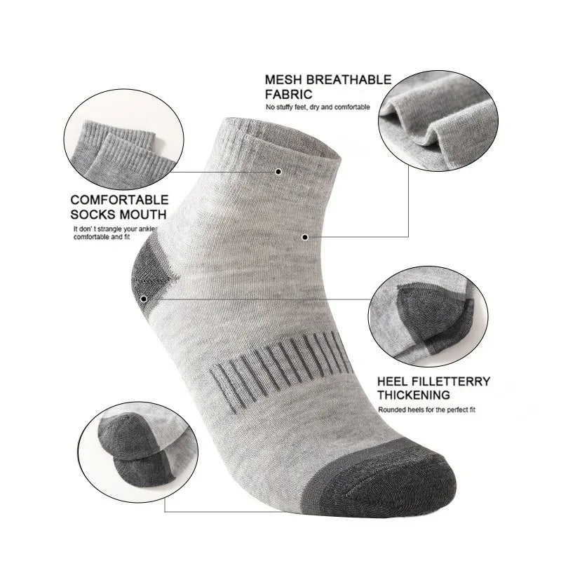 20Pairs High Quality Men's Cotton Socks Set Casual Breathable Sports Winter Black Large Size 38-45