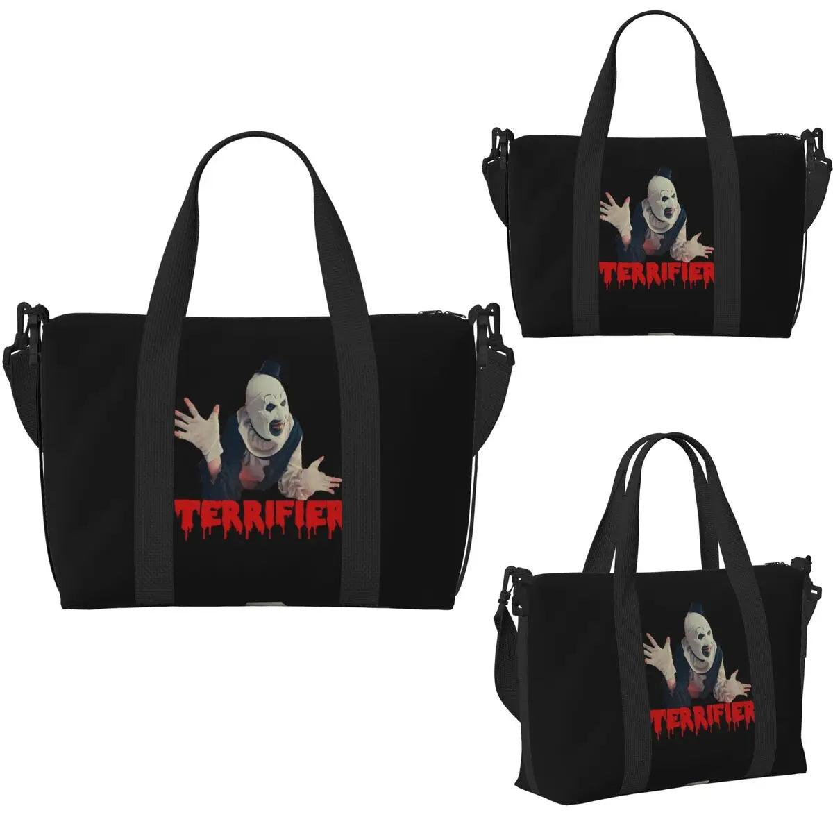 Halloween Movie T-Terrifier-S Horror Clown Beach Travel Bag Large Capacity Tote Bags for Yoga Women Shopping Duffle Shoulder Bag