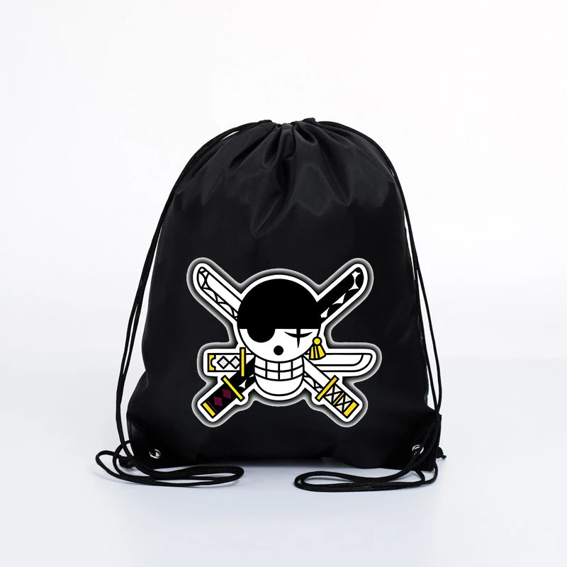 Big 45x45CM Cartoon One Piece Drawstring Bag for Adult Luffy Zoro Fashion Swim Ride Running Sport Backpack Portable Storage Bags