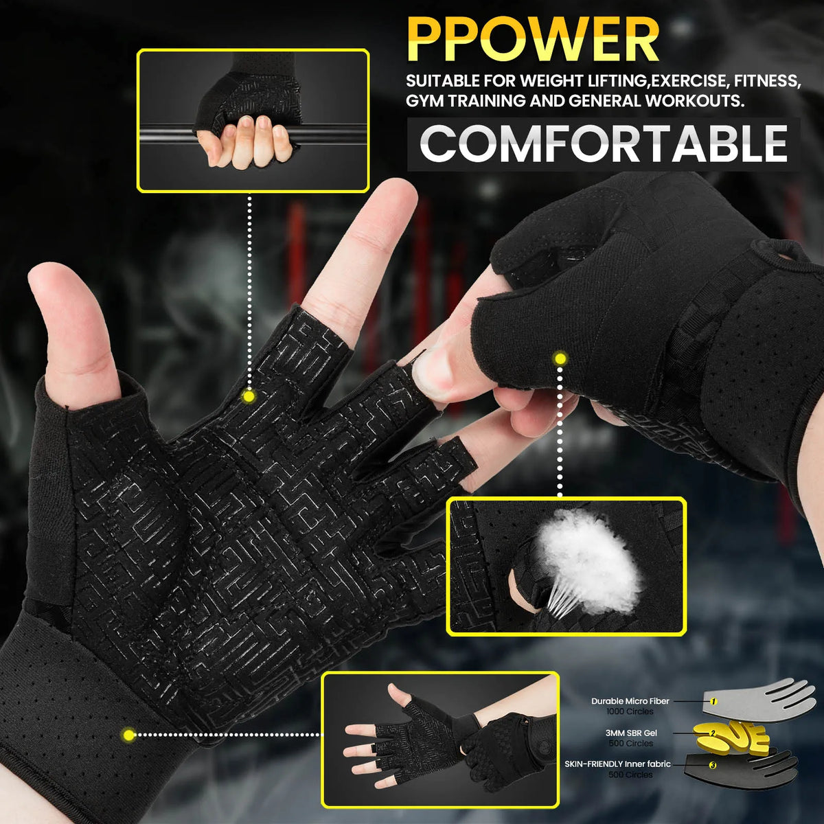 MOREOK Weight Lifting Gloves Breathable Anti-slip Strength Training Exercise Workout Fitness Gym Gloves for Pull-ups