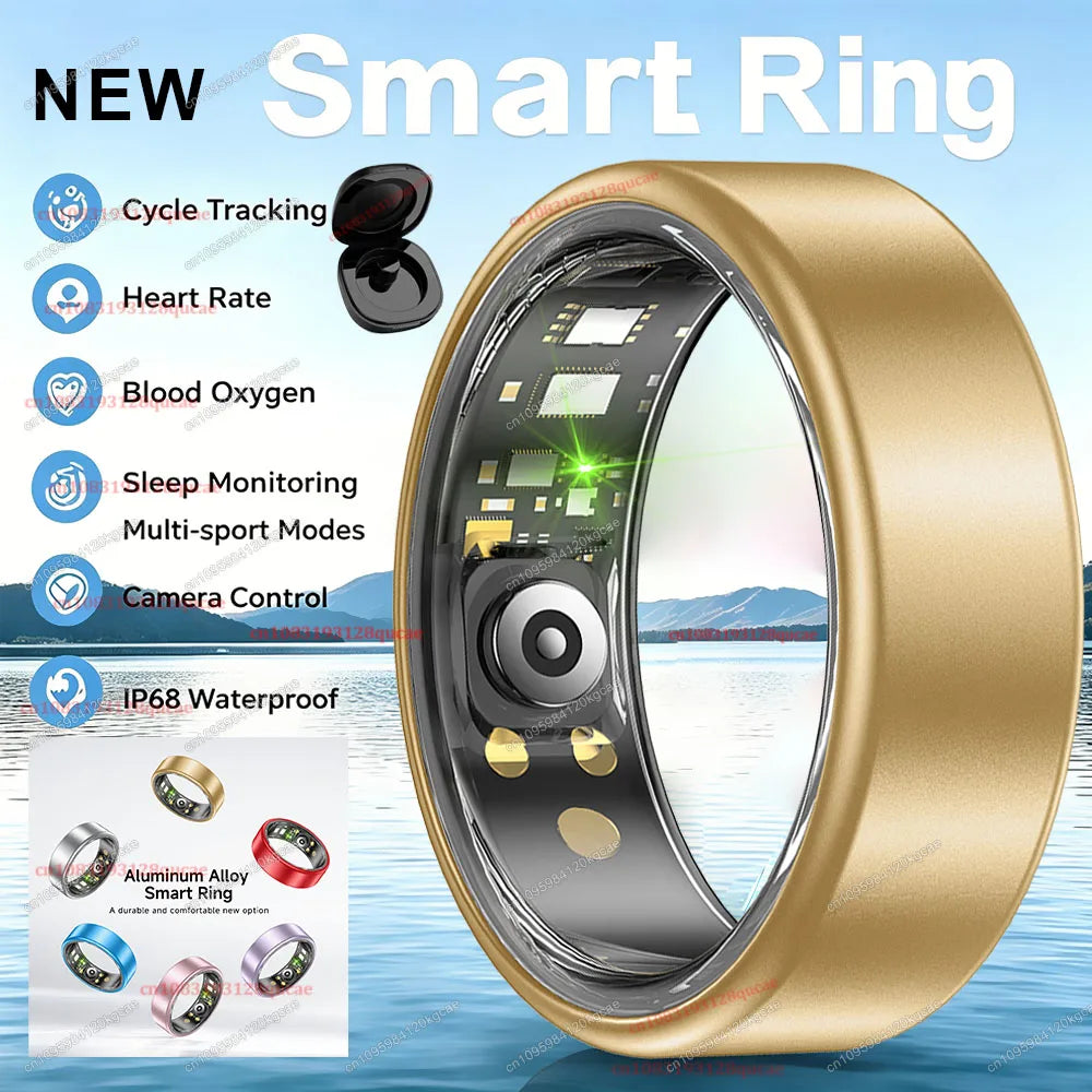 2026 New Smart Ring Heart Rate Blood Pressure Sleep Monitoring Motion Tracking IP68 Waterproof Men Women Smart Ring Holiday Gift