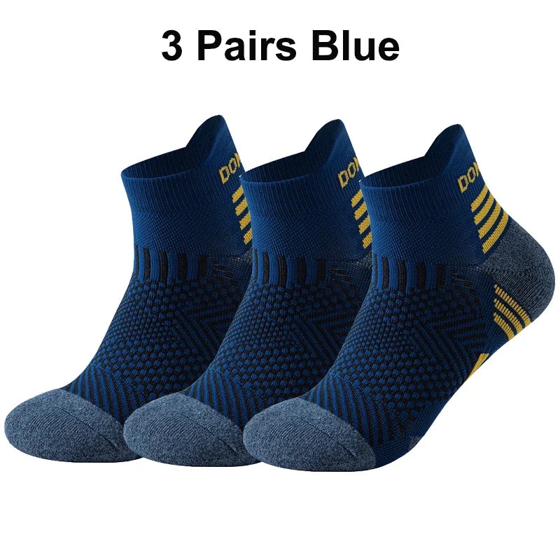 3 Pairs Marathon Running Socks Man Women Professional Sport Ankle Sock Fitness Thickened Cushioned Tube Low Cut Boat Short Socks