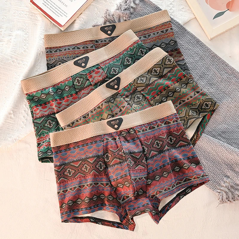 1/4pcs Pack Men Panties Cotton Underwear High Stretch Boxer Shorts Fashionable Sexy Men Underpant Plus Size L-4XL Breathable Men