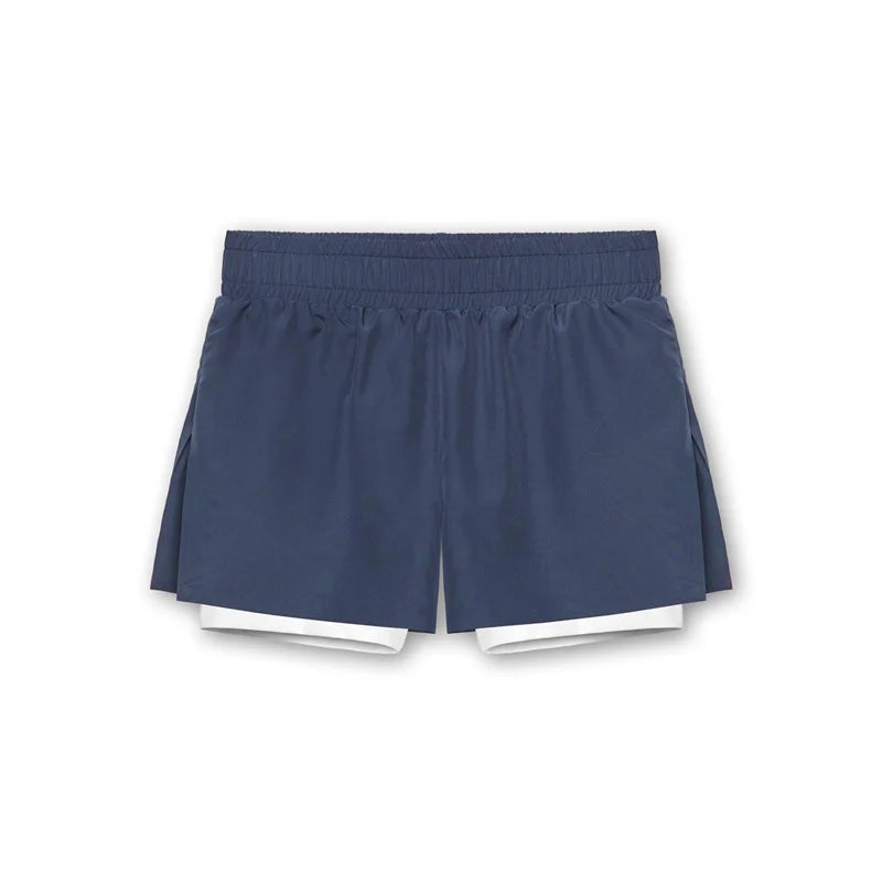 NEW Sports Shorts Men 2 In 1 Double-deck Shorts Summer Fitness sweatpants Jogging Running Shorts Elastic Woven Training shorts