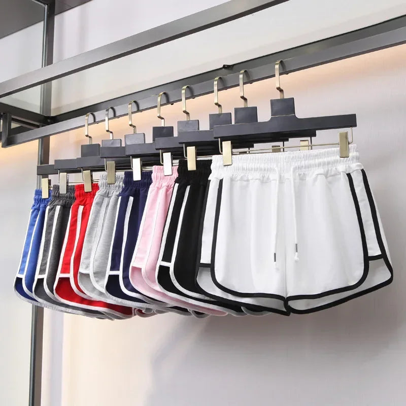 2024 Striped Sports Shorts Women Korean Fashion Casual Mini Shorts Summer Simple Loose Wide Leg Shorts Ladies New