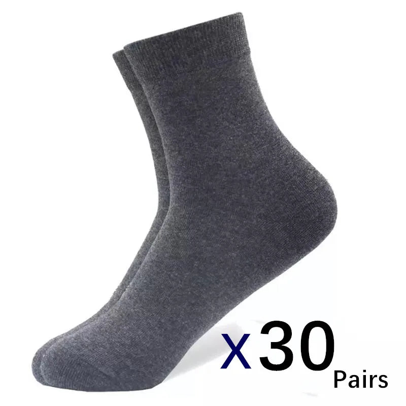 30Pairs/ Men's Socks Business Black Mid Tube Socks Soft Men's Polyester Cotton Socks Breathable Summer Autumn Gift Men's Socks