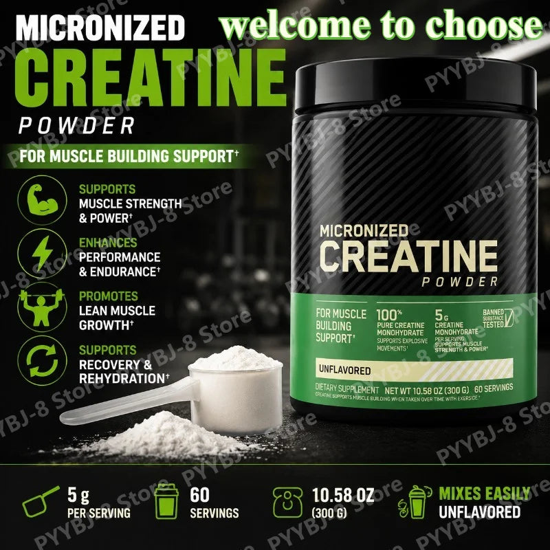 Creatine Monohydrate Powder 300g (60 Servings) Unflavored Support Strength and Muscle Performance Recovery