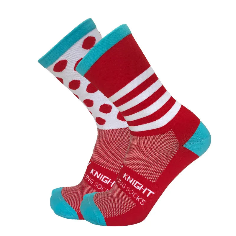 New Stripe Dot Cycling Socks Top Quality Professional Brand Sport Breathable Bicycle Sock Outdoor Racing Running Socks