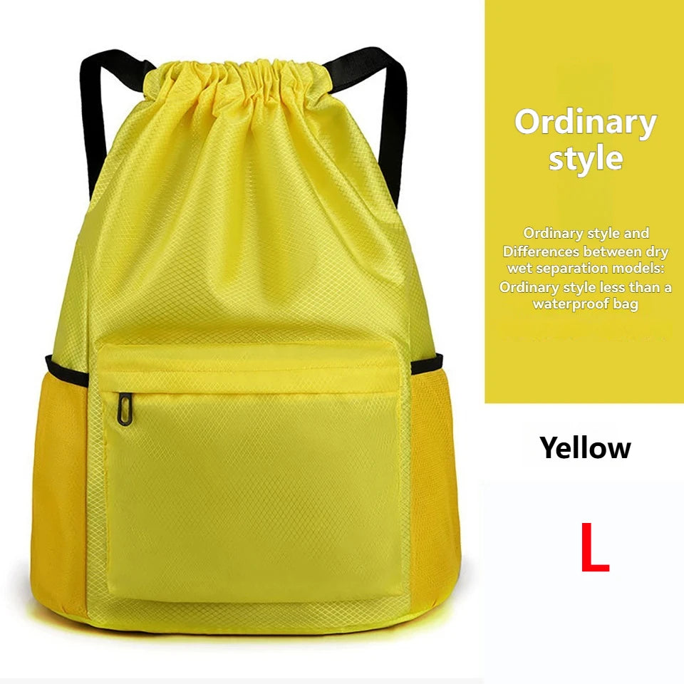 Loogdeel Portable Gym Football Drawstring Bag Quick Drying Large Capacity Oxford Cloth Backpack Solid Color Adjustable Straps