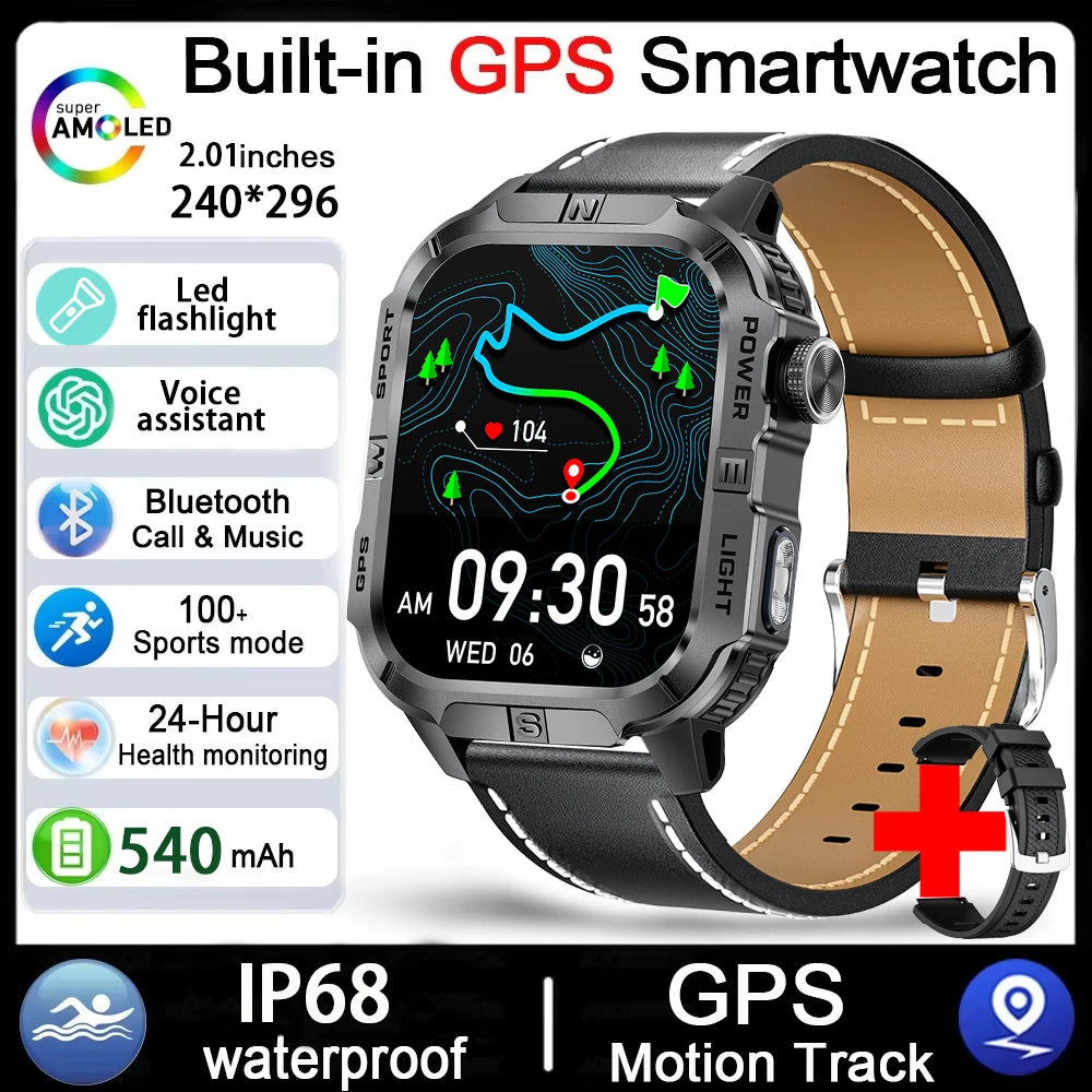 2026 Outdoor New 540mAh Battery T-Rex 3 Military Grade Smart Watch Men IP69K Waterproof GPS HD Bluetooth Call 100+Sports Watch