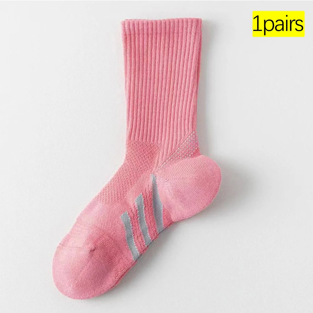 1/2Pairs Professional Arch Support Thick Cushioned Mid-Calf Socks (Badminton/Tennis/Fitness) Shock Absorbing Performance Socks